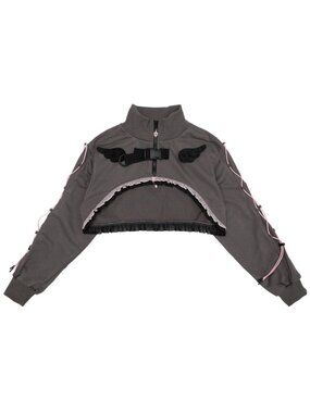 NEW ACDC RAG Capsule Bunny Heart Hack Grey/Pink Crop Jacket
